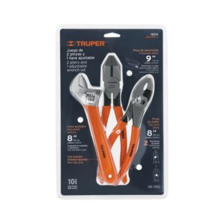 Juego Con 2 Pinzas Y 1 Llave Ajustable Mango De PVC, Truper