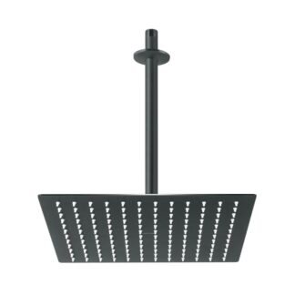 Regadera De Acero Inoxidable Plato Cuadrado 12 Con Brazo, Negro