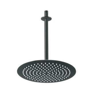 Regadera De Acero Inoxidable Plato Redondo 12 Con Brazo, Negro