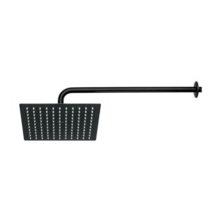Regadera De Acero Inoxidable Plato Cuadrado 10 Con Brazo, Negro
