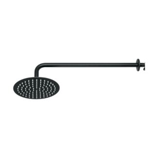 Regadera De Acero Inoxidable Plato Redondo 8 Con Brazo, Negro
